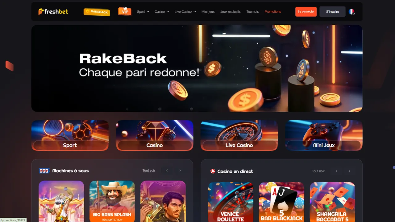 Aper&ccedil;u du site Freshbet