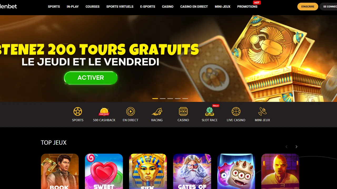 Aper&ccedil;u du site Goldenbet