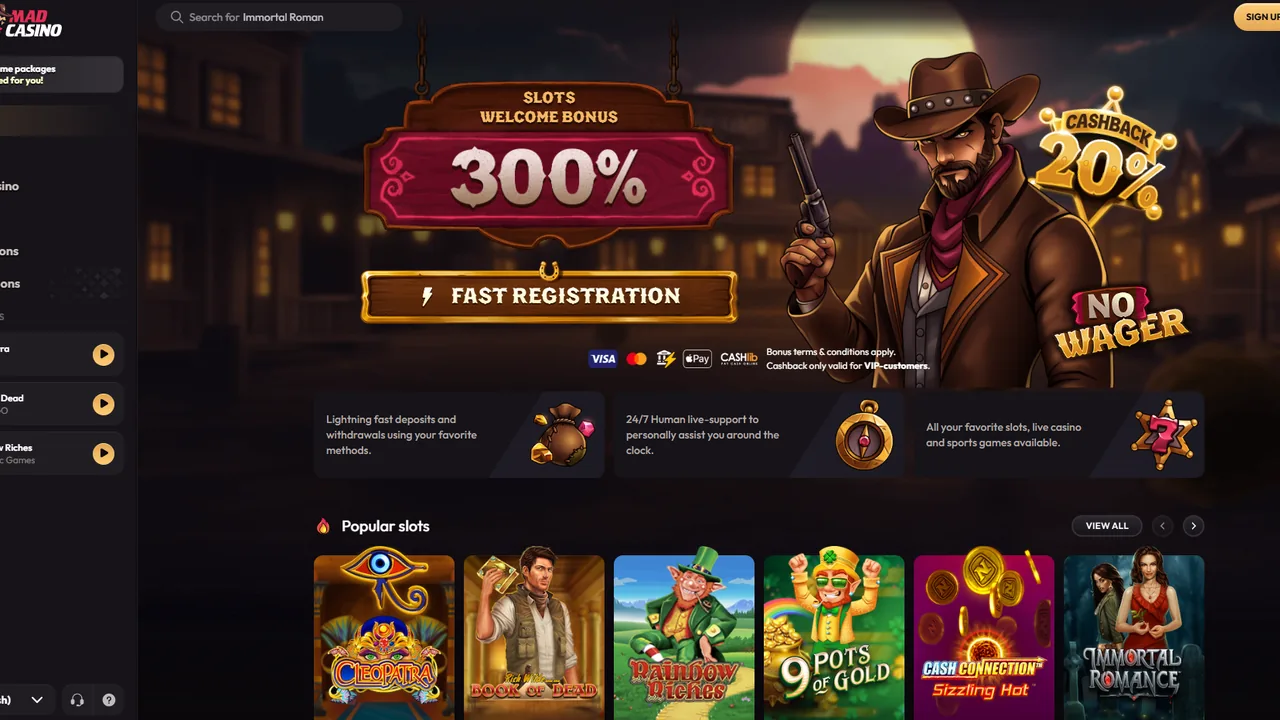 Aper&ccedil;u du site MadCasino