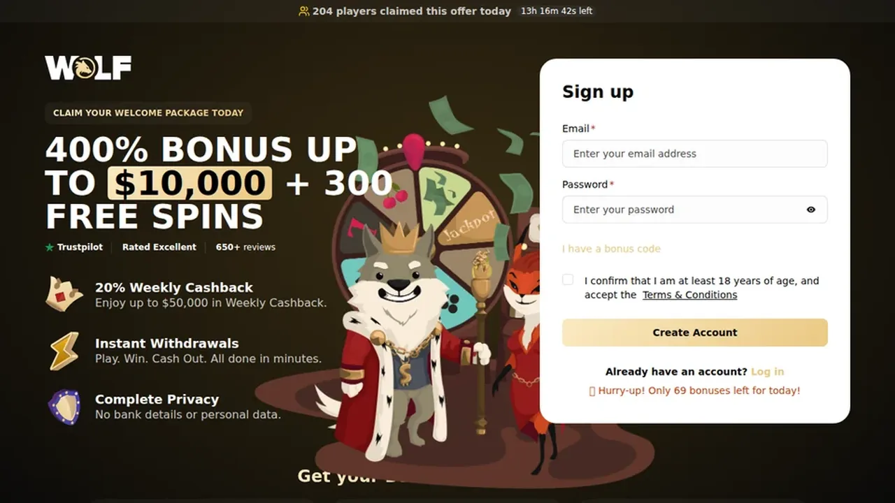 Aper&ccedil;u du site Wolf.io